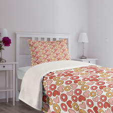 Filled Heart Donuts Bedspread Set