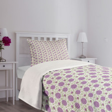 Floral Pixel-Like Dots Bedspread Set