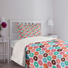 Donut Macaron Dessert Bedspread Set