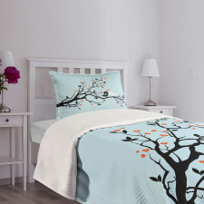 Happy Bird Couple Bedspread Set