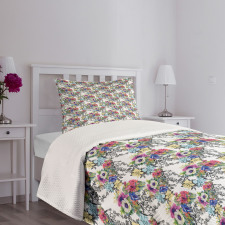 Watercolor Botany Motif Bedspread Set