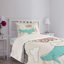 Teddy Bear on Biplane Bedspread Set