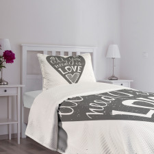 Retro Love Heart Image Bedspread Set