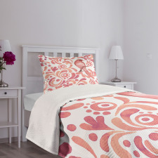 Salmon Colored Pattern Bedspread Set
