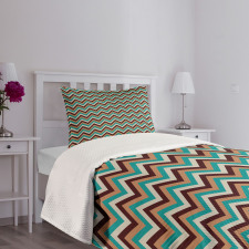 Retro Color Zigzag Line Bedspread Set