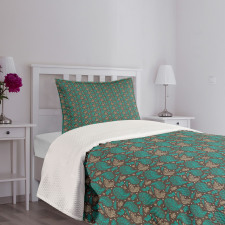 Retro Curly Leaves Bedspread Set