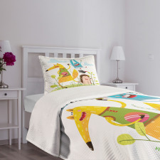 Playing Animals in Garden Bedspread Set