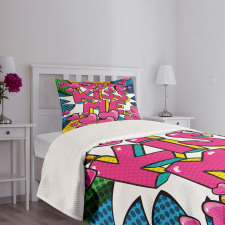 Retro Hearts Lipstick Bedspread Set