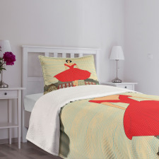 Lady in Red Dress Bedspread Set