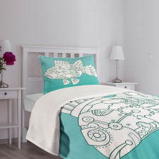 Doodle Mechanic Fish Bedspread Set