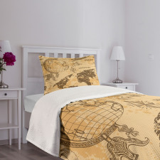 World Map Rope Knots Bedspread Set