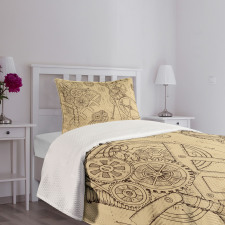 Hand-Drawn Machines Bedspread Set