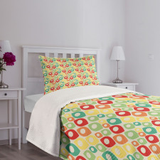 Colorful Shapes Print Bedspread Set