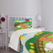 Cartoon Farmhouse Life Bedspread Set