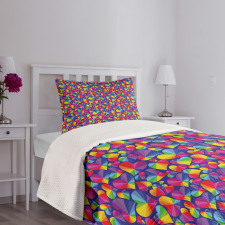 Rainbow Color Tone Heart Bedspread Set