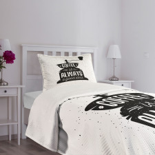 Grungy Typography Coffee Bedspread Set