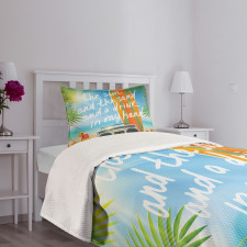 Tropical Beach Surfboard Bedspread Set