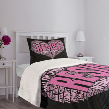 Heart Shape Phrase Bedspread Set