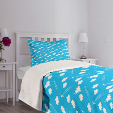 Blue Sky Clouds Planes Bedspread Set