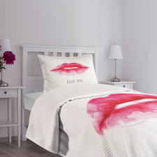 Pink Lipstick Kiss Me Bedspread Set