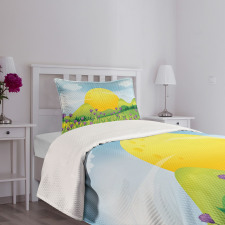 Mountains with Violets Bedspread Set