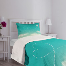 Paper Plane and Heart Bedspread Set