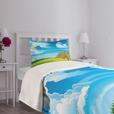 Tree House and Mountains Bedspread Set