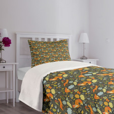 Forest Fauna Fox Birds Bedspread Set