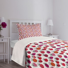 Pink Tone Doodle Bedspread Set