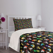 Funny Skulls Stars Bedspread Set