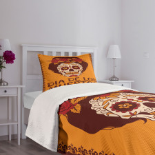 Mexican Skull Girl Bedspread Set