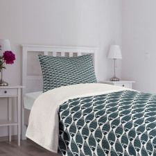 Pattern of Stripes and Fin Bedspread Set