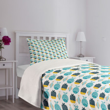 Cartoon Style Scale Motifs Bedspread Set