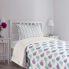 Watercolor Sea Life Theme Bedspread Set