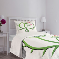 Graphic Flower Bedspread Set