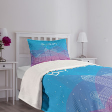 Buildings and Clouds Bedspread Set