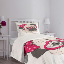 Cartoon Fashion Hipster Dog Bedspread Set