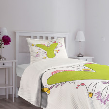 Colored Doodle Initial Bedspread Set