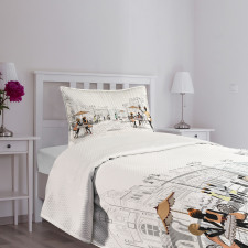 European Street Restaurant Bedspread Set