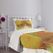 Cabin in the Autumn Forest Bedspread Set