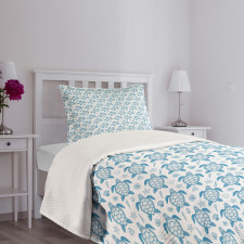 Underwater Fauna Motif Bedspread Set