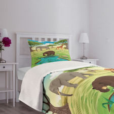 Jungle Bear Giraffe Bedspread Set