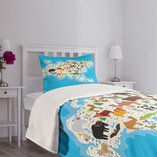 Eurasian Fauna Bear Fox Bedspread Set