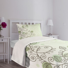 Swirling Vines Leaves Bedspread Set