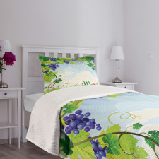 Rural Countryside Grapes Bedspread Set