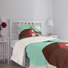 Rural Farmland Crop Bovine Bedspread Set