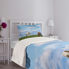 Horses Grazing Meadow Bedspread Set