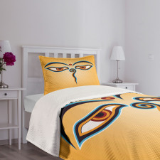 Ancient Figure with Eyes Bedspread Set