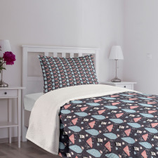 Penguins Boxes Trees Bedspread Set