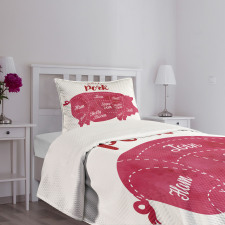 Cutting Pig Meat Diagram Bedspread Set